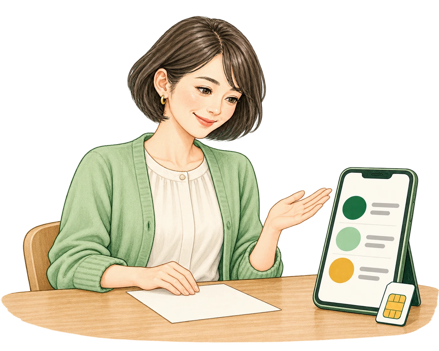 プランの条件を確かめて安心している人のイメージ